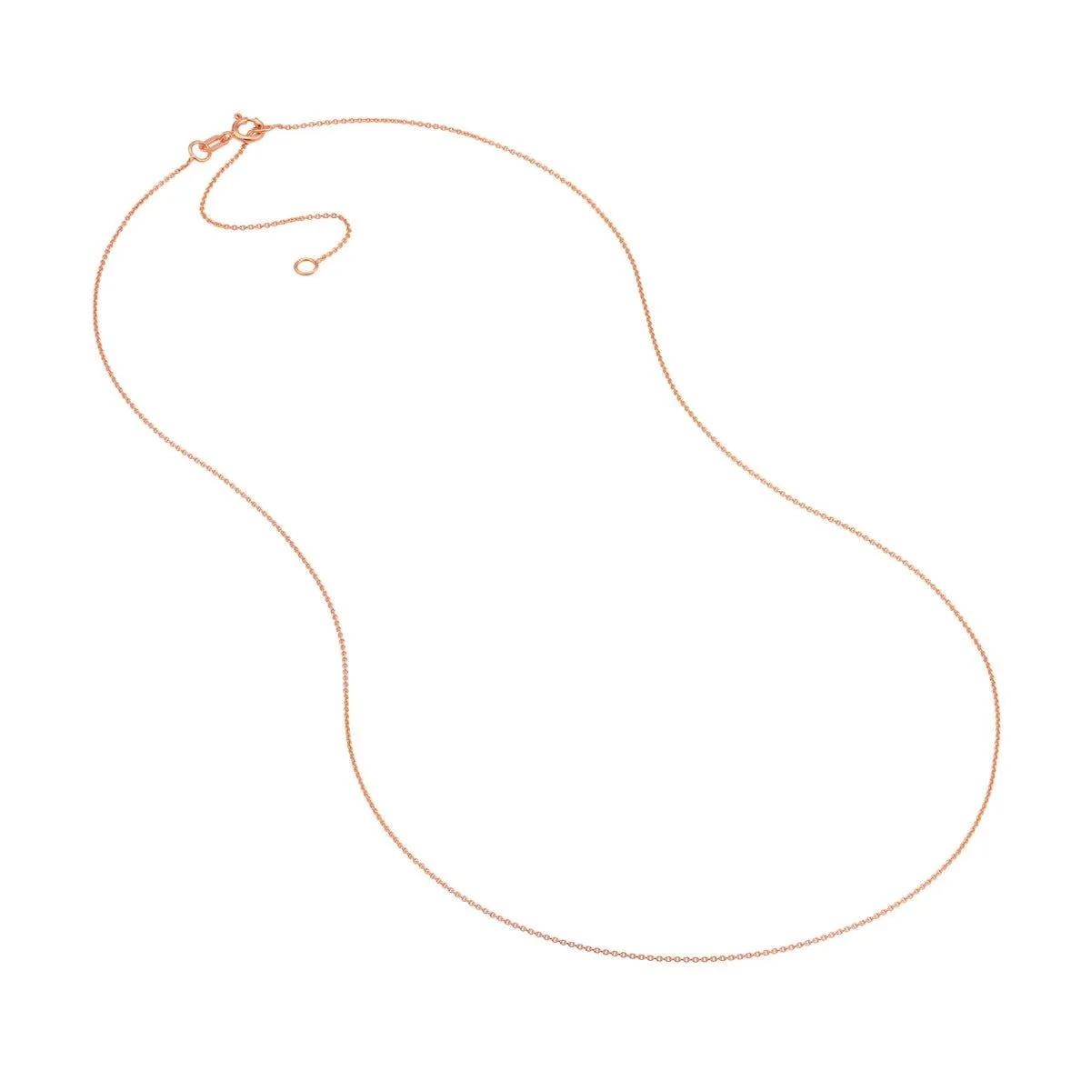14K Gold 0.70mm Adjustable Cable Chain with Spring Ring