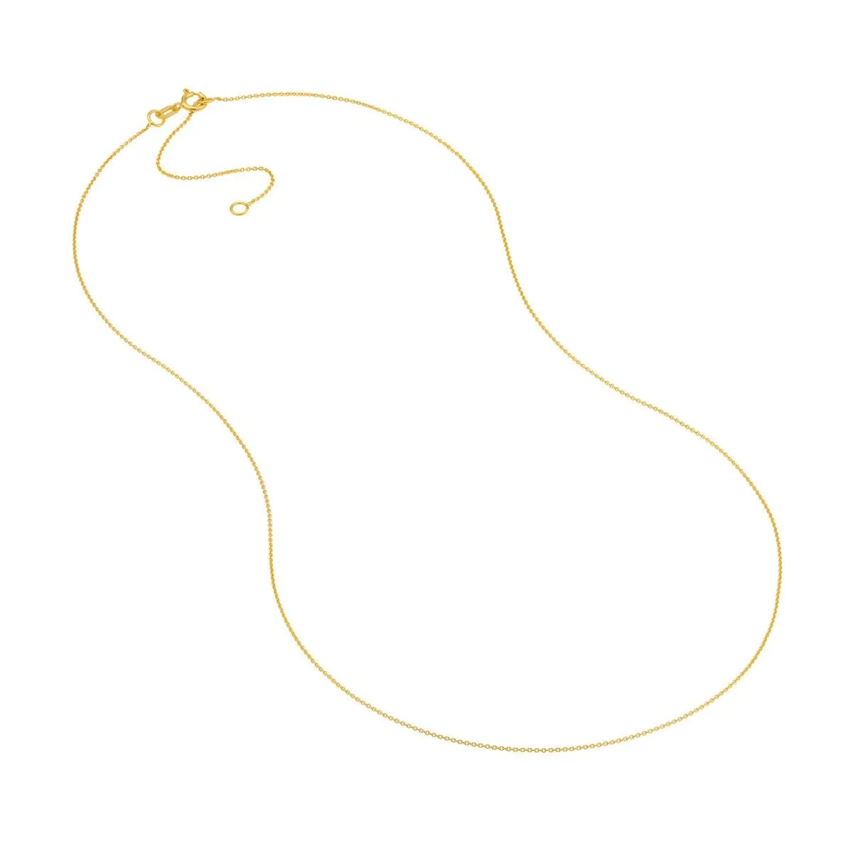 14K Gold 0.70mm Adjustable Cable Chain with Spring Ring