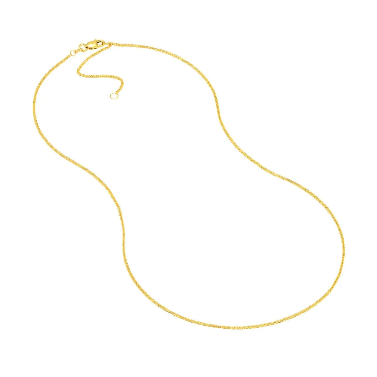 14K Gold 1.15mm Adjustable Square Wheat Chain