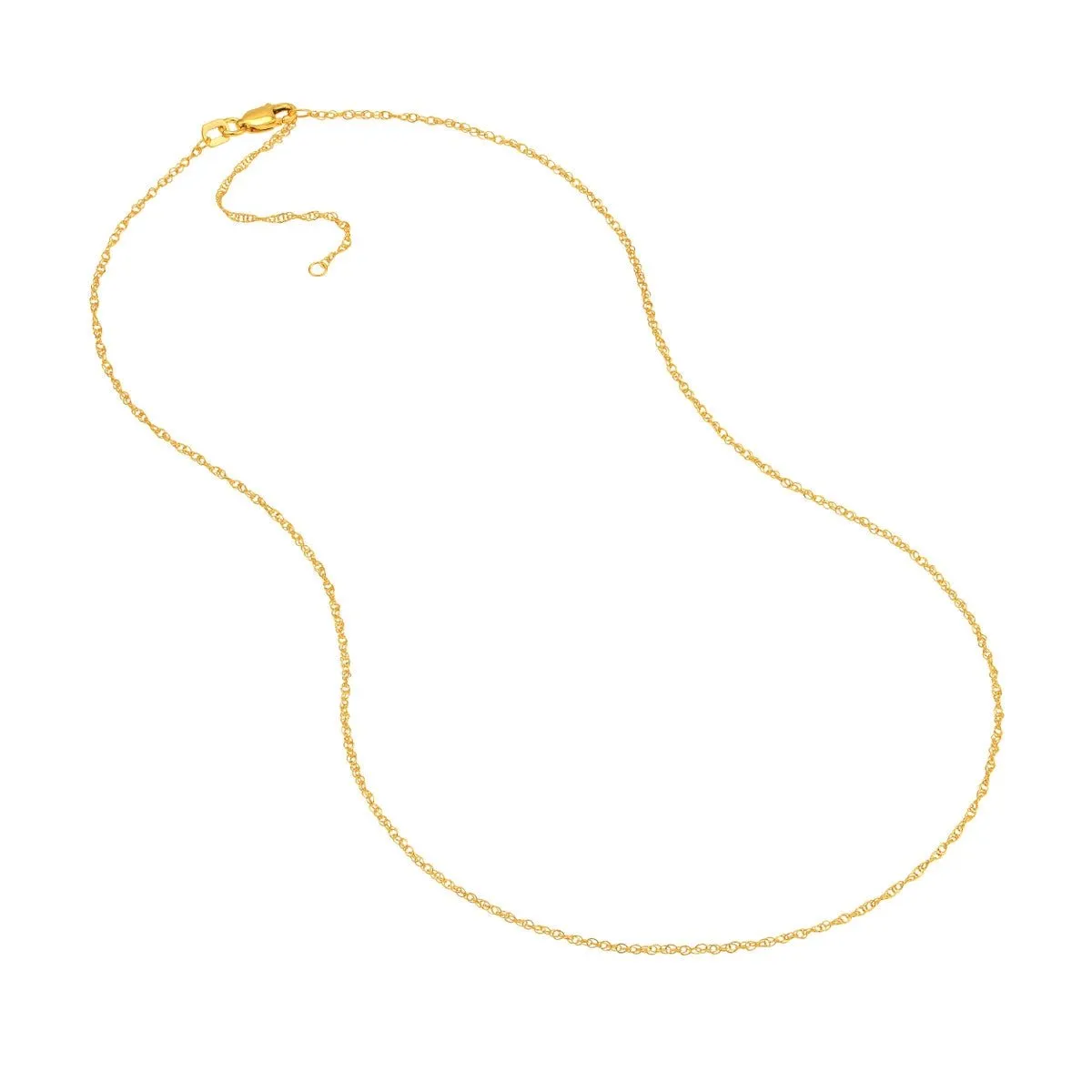 14K Gold 1.20mm Adjustable Pendant Rope Chain