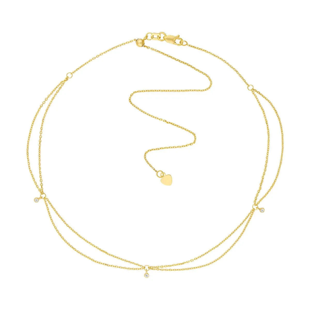 14K Yellow Gold Diamond Chain Drape Adjustable Choker