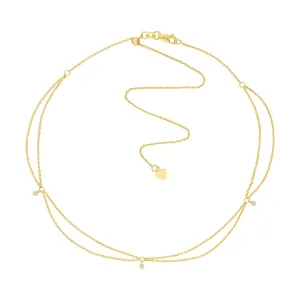 14K Yellow Gold Diamond Chain Drape Adjustable Choker