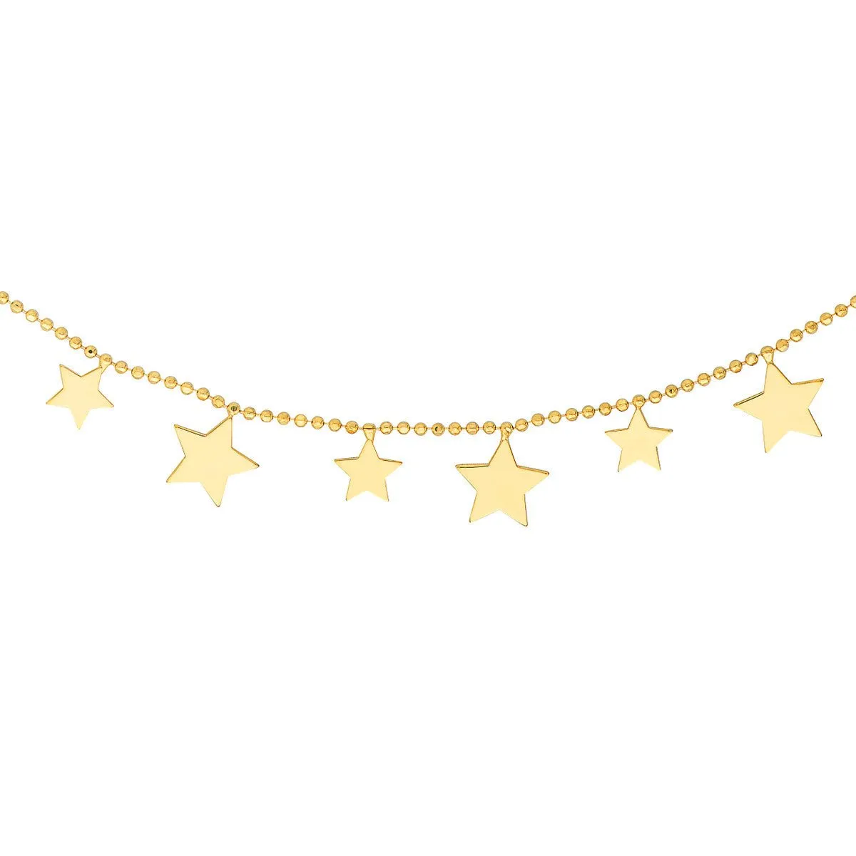 14K Yellow Gold Multi-Star Dangle Adjustable Choker