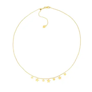 14K Yellow Gold Multi-Star Dangle Adjustable Choker