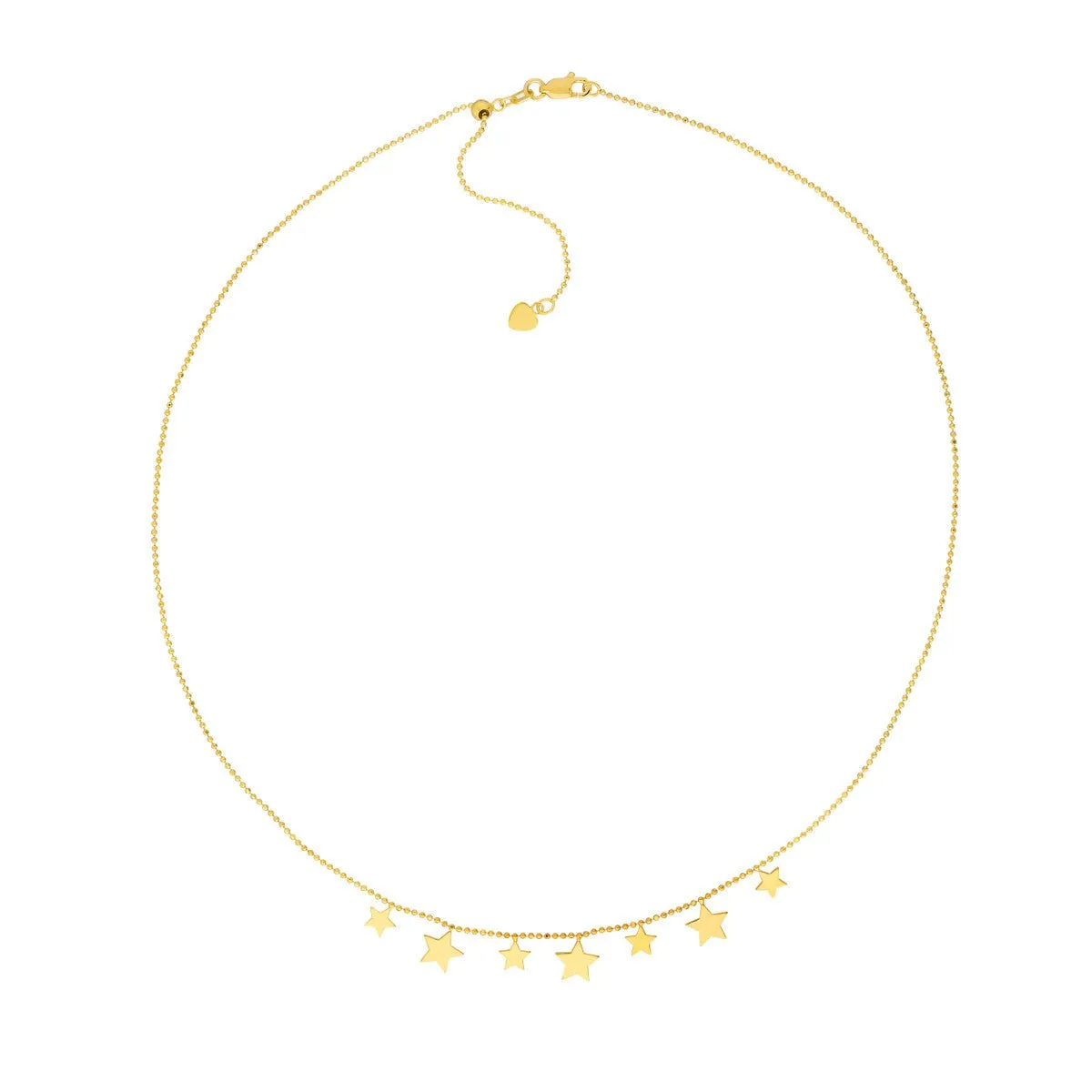 14K Yellow Gold Multi-Star Dangle Adjustable Choker