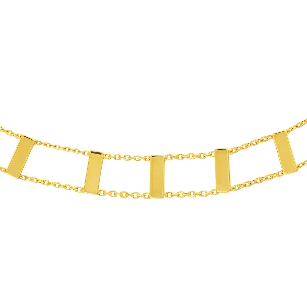 14K Yellow Gold Railroad Pattern Adjustable Choker