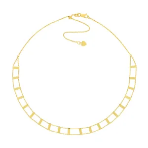 14K Yellow Gold Railroad Pattern Adjustable Choker