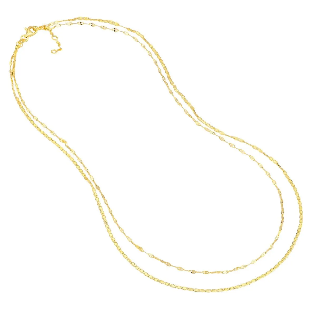14K Yellow Gold Valentino and Hammered Forzentina Chain Adjustable