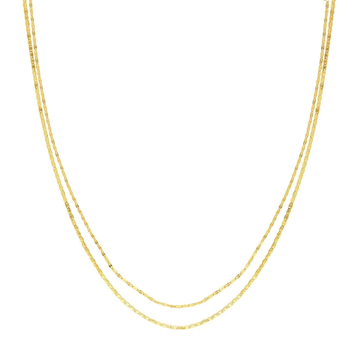 14K Yellow Gold Valentino and Hammered Forzentina Chain Adjustable