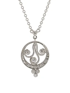 18K White Gold Diamond Pendant Necklace