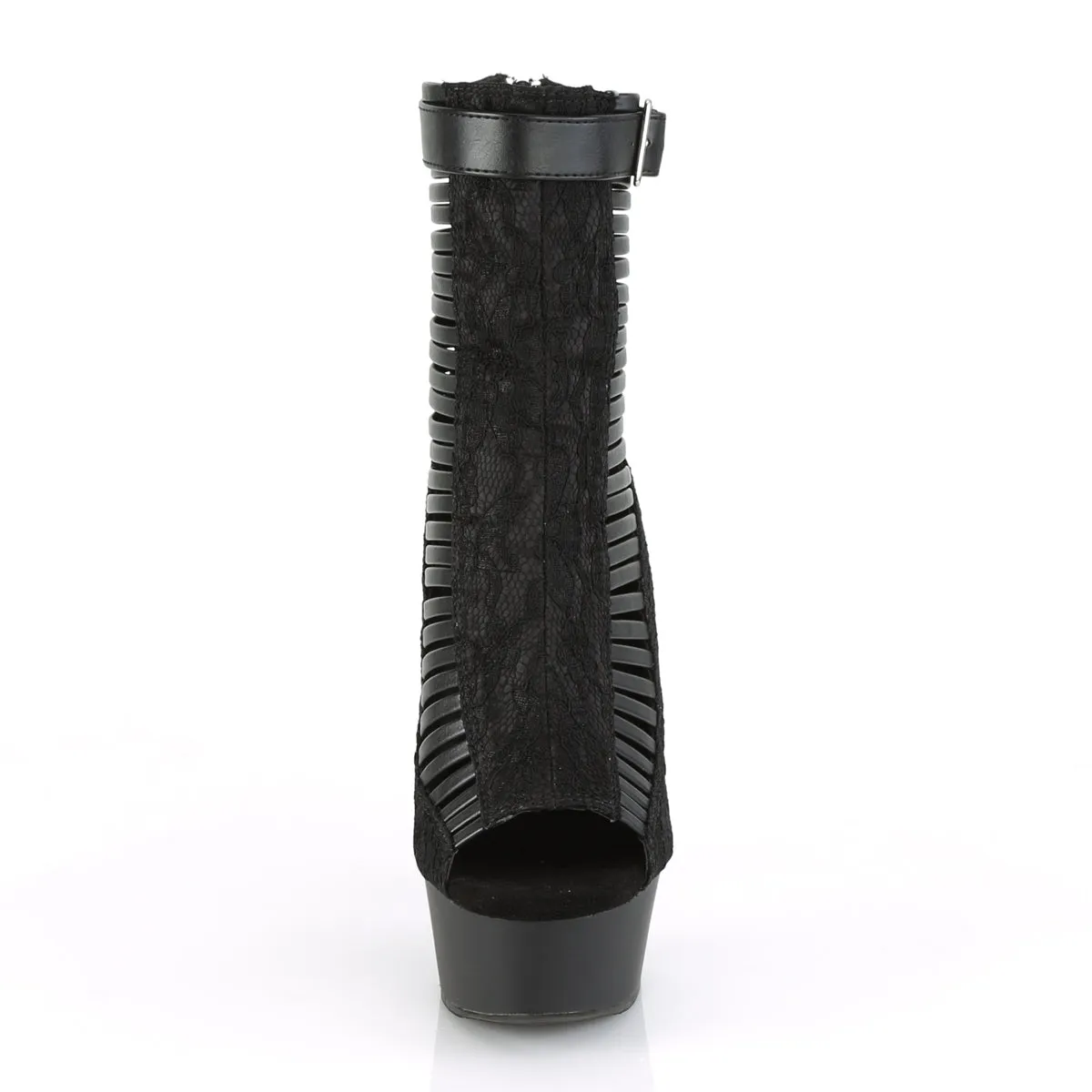 6 Inch Heel DELIGHT-600-27LC Black Pu Black Fabric