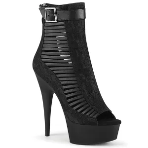6 Inch Heel DELIGHT-600-27LC Black Pu Black Fabric