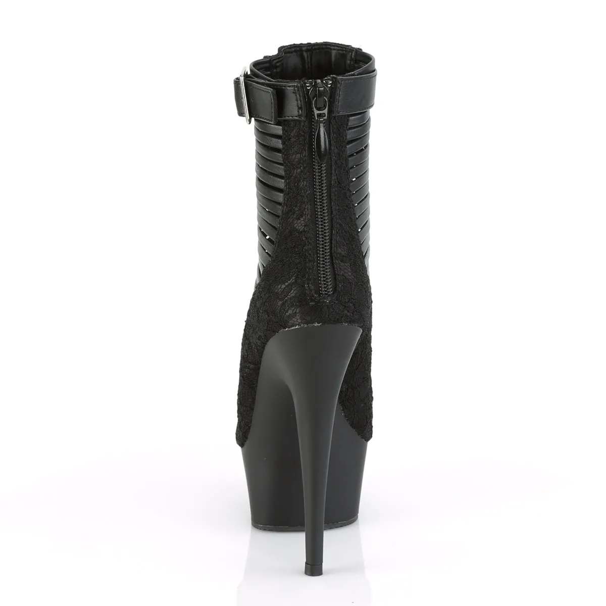 6 Inch Heel DELIGHT-600-27LC Black Pu Black Fabric
