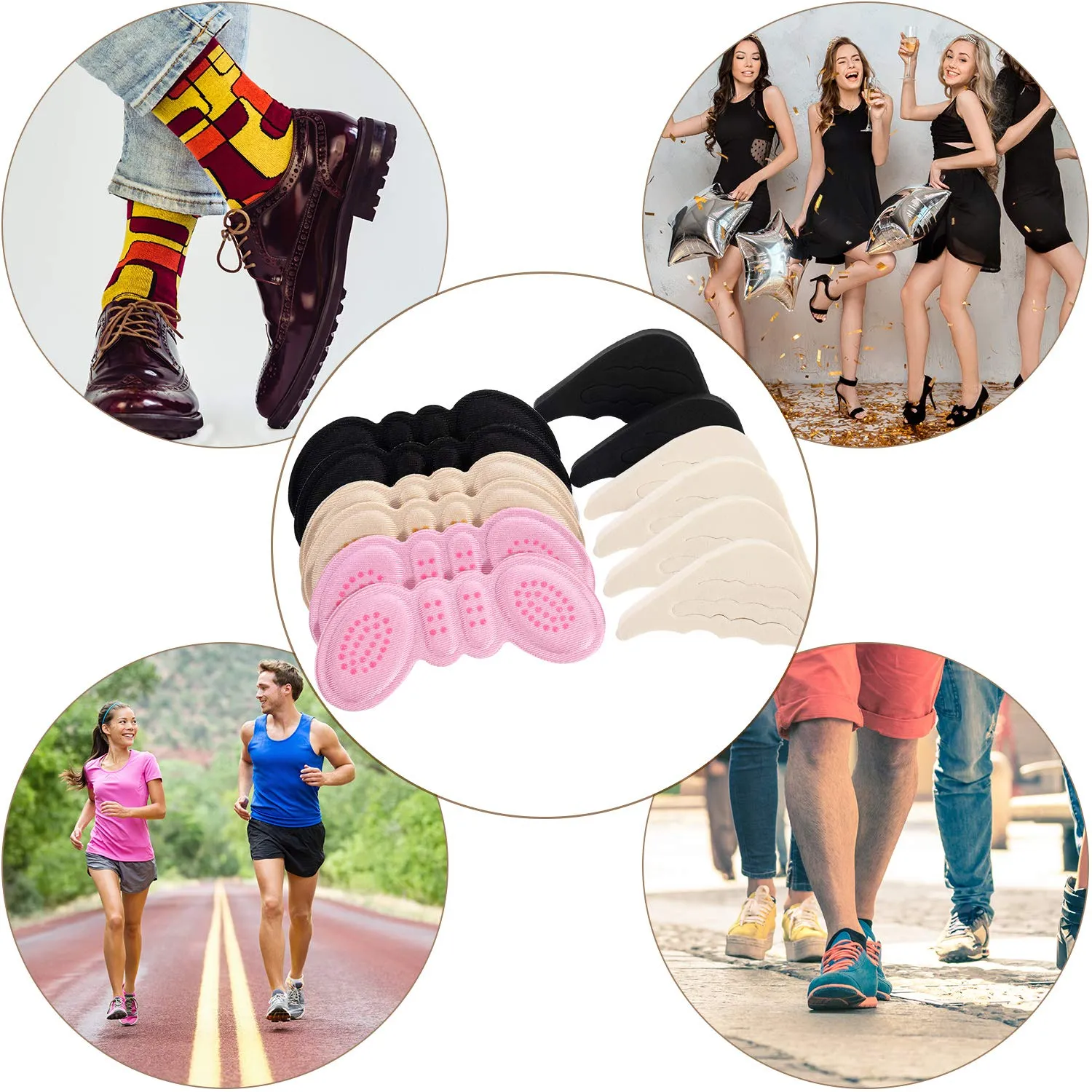 6 Pairs Toe Filler Inserts Adjustable Shoe Filler Heel Grip Liner Insert for Improving Shoe Fit Heel Protection Prevent Blister Unisex