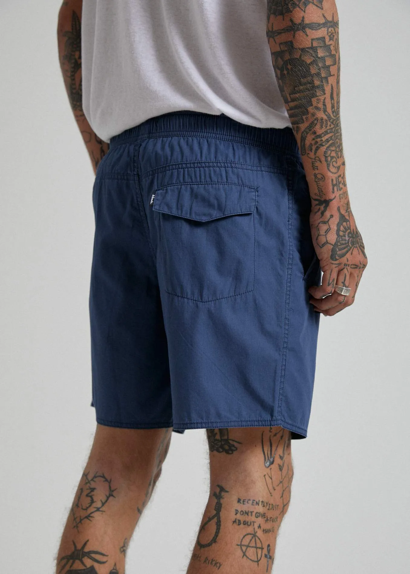 Afends Mens Baywatch Basics - Elastic Waist Boardshort - Navy