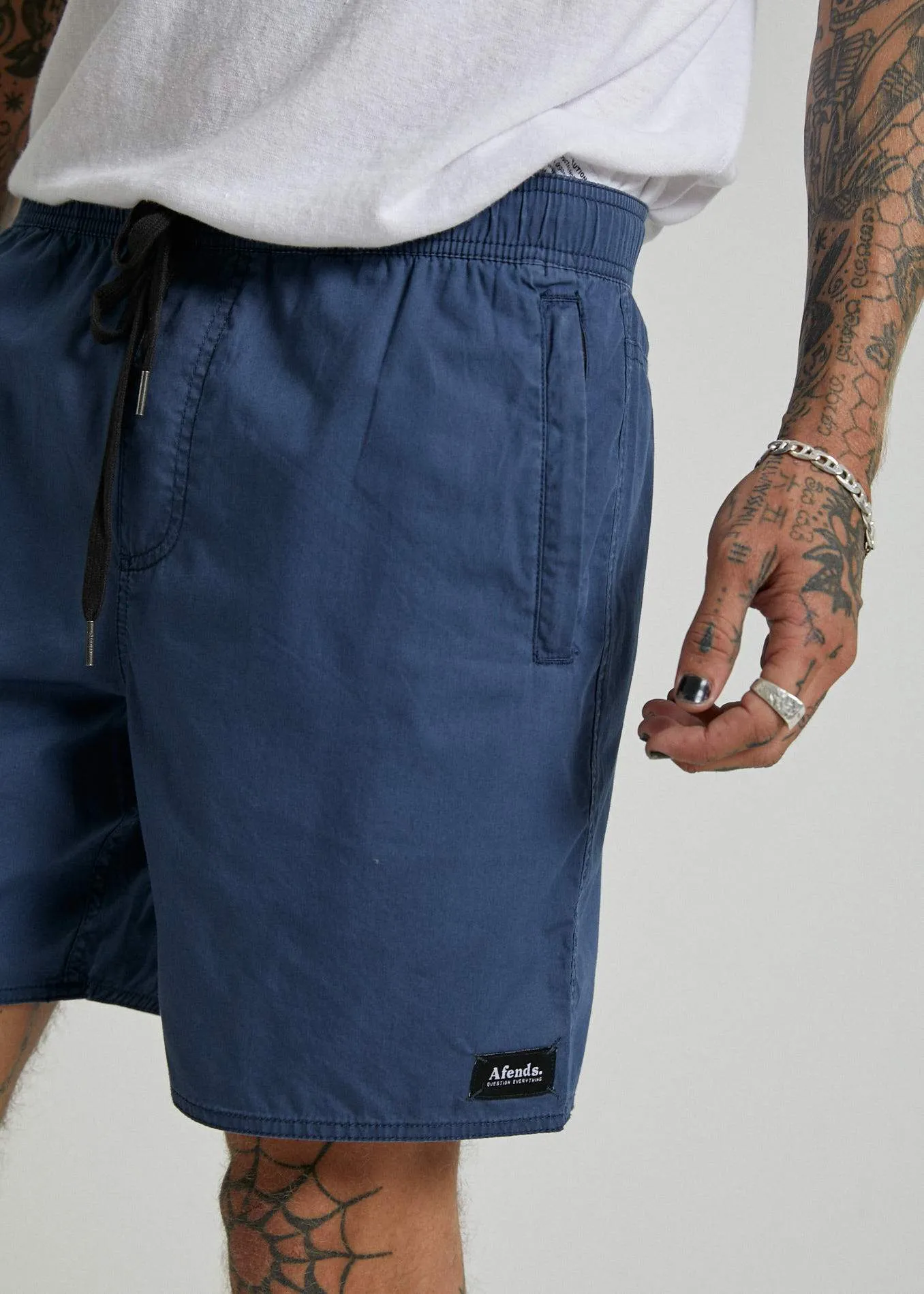 Afends Mens Baywatch Basics - Elastic Waist Boardshort - Navy