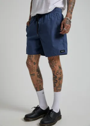Afends Mens Baywatch Basics - Elastic Waist Boardshort - Navy