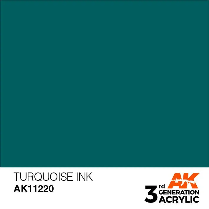 AK Interactive AK11220 3G Turquoise Ink Acrylic Paint 17ml