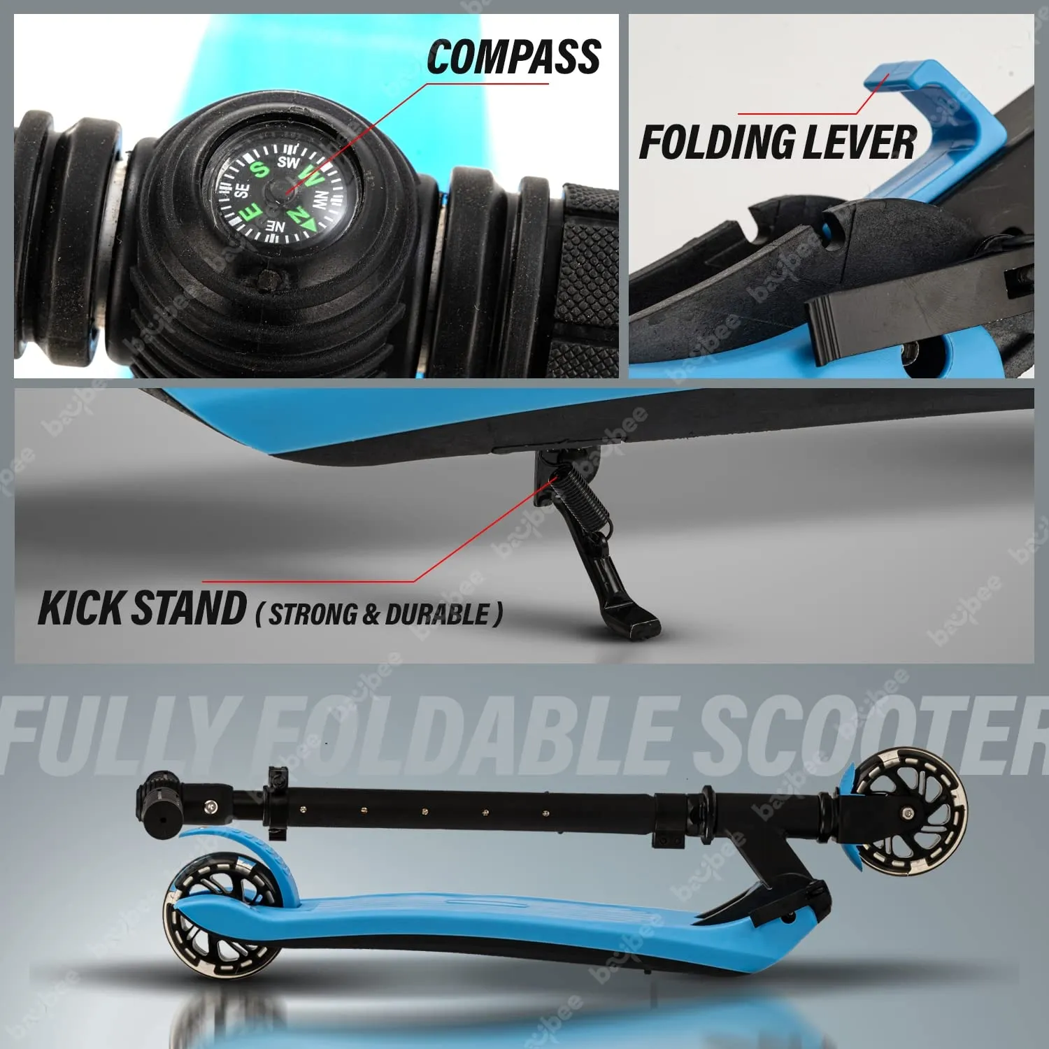 Baybee Nitro Skate Scooter for Kids, 2 Wheel Kids Scooter with 5 Height Adjustable Handle & Stand
