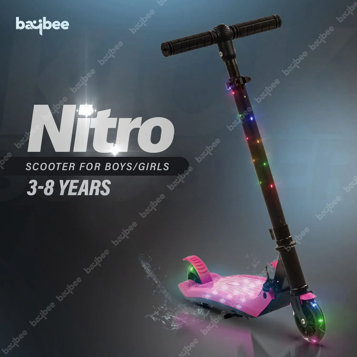 Baybee Nitro Skate Scooter for Kids, 2 Wheel Kids Scooter with 5 Height Adjustable Handle & Stand