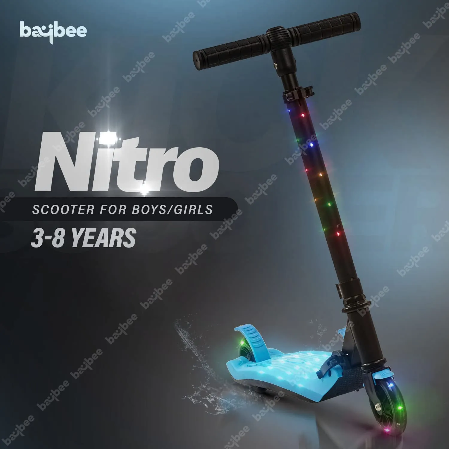 Baybee Nitro Skate Scooter for Kids, 2 Wheel Kids Scooter with 5 Height Adjustable Handle & Stand