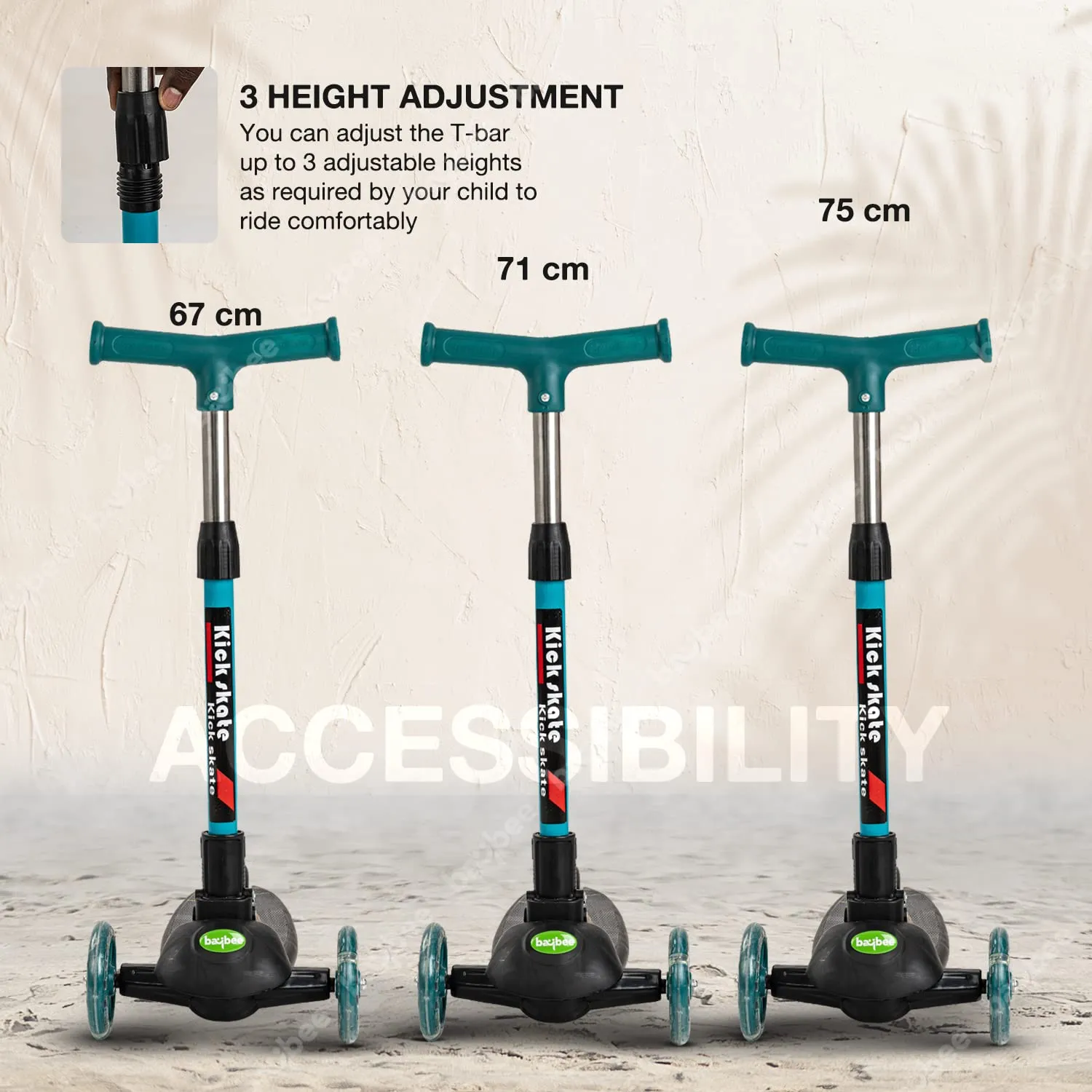 Baybee Phoenix Skate Scooter for Kids with 3 Height Adjustable Handle