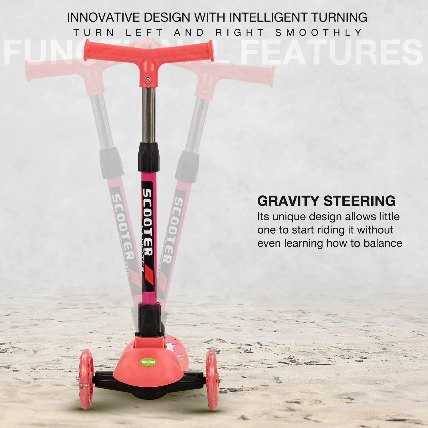 Baybee Phoenix Skate Scooter for Kids with 3 Height Adjustable Handle