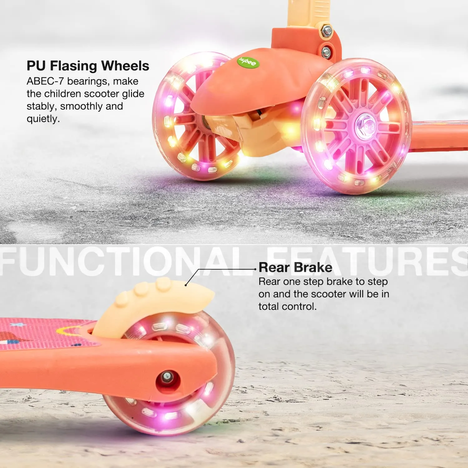 Baybee Phoenix Skate Scooter for Kids with 3 Height Adjustable Handle