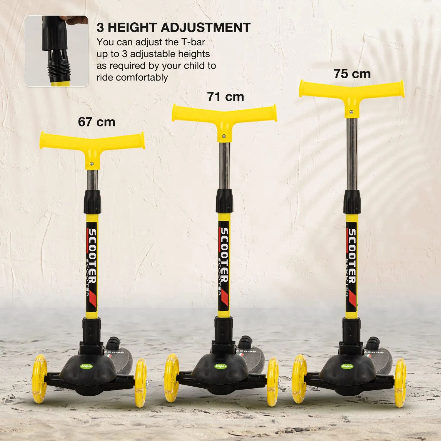 Baybee Phoenix Skate Scooter for Kids with 3 Height Adjustable Handle