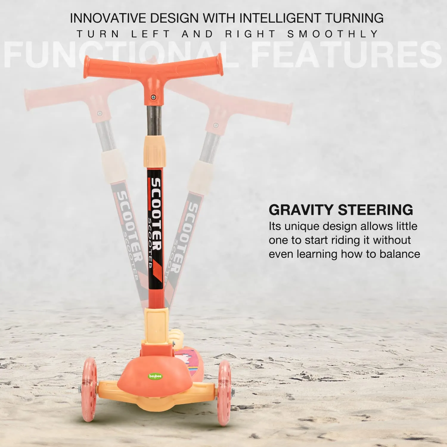 Baybee Phoenix Skate Scooter for Kids with 3 Height Adjustable Handle