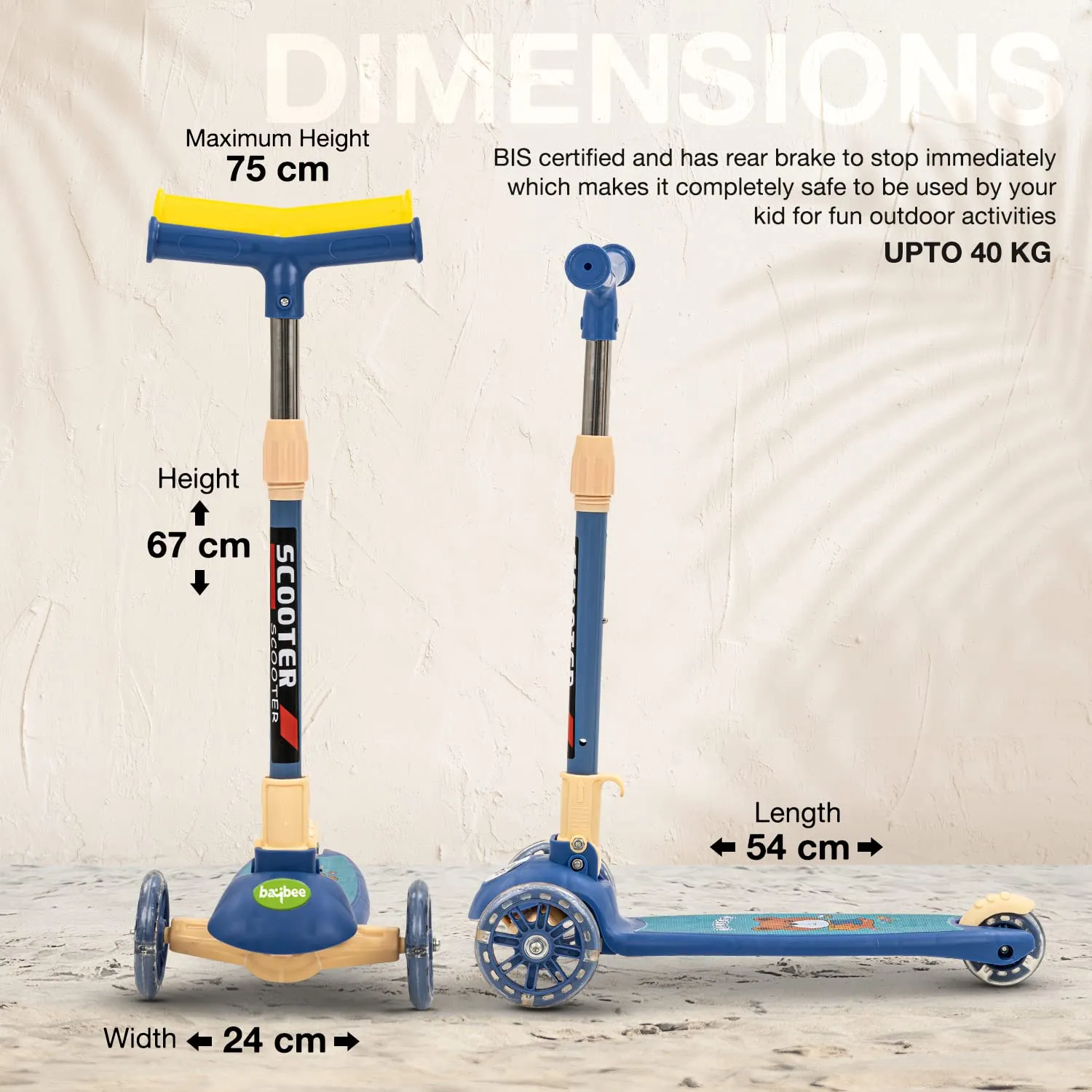 Baybee Phoenix Skate Scooter for Kids with 3 Height Adjustable Handle