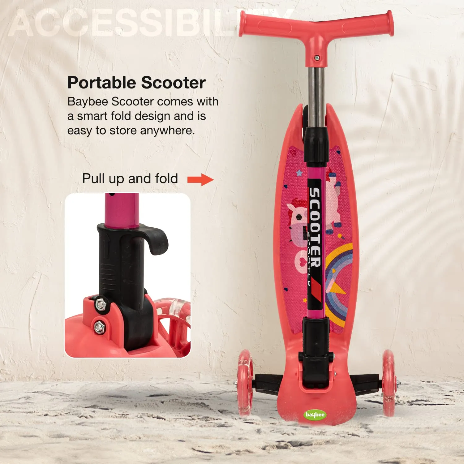 Baybee Phoenix Skate Scooter for Kids with 3 Height Adjustable Handle