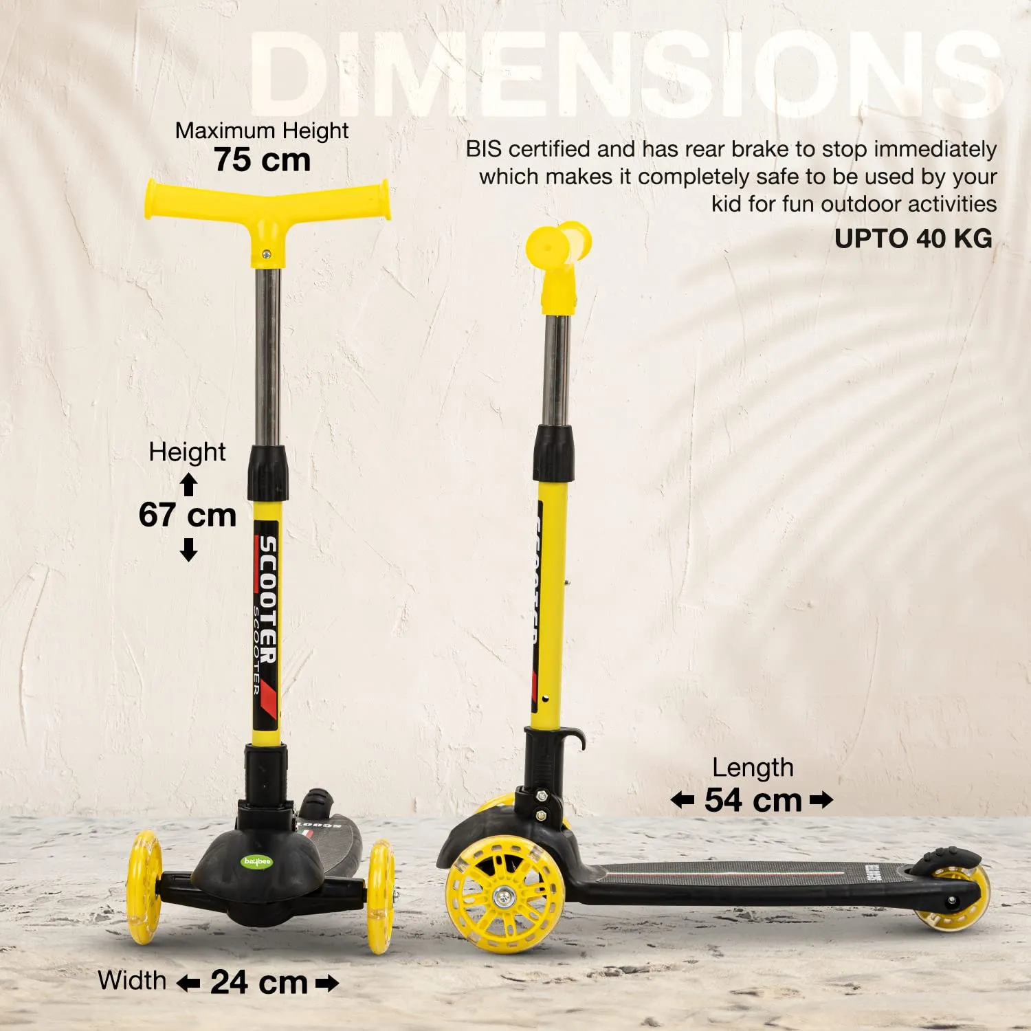 Baybee Phoenix Skate Scooter for Kids with 3 Height Adjustable Handle