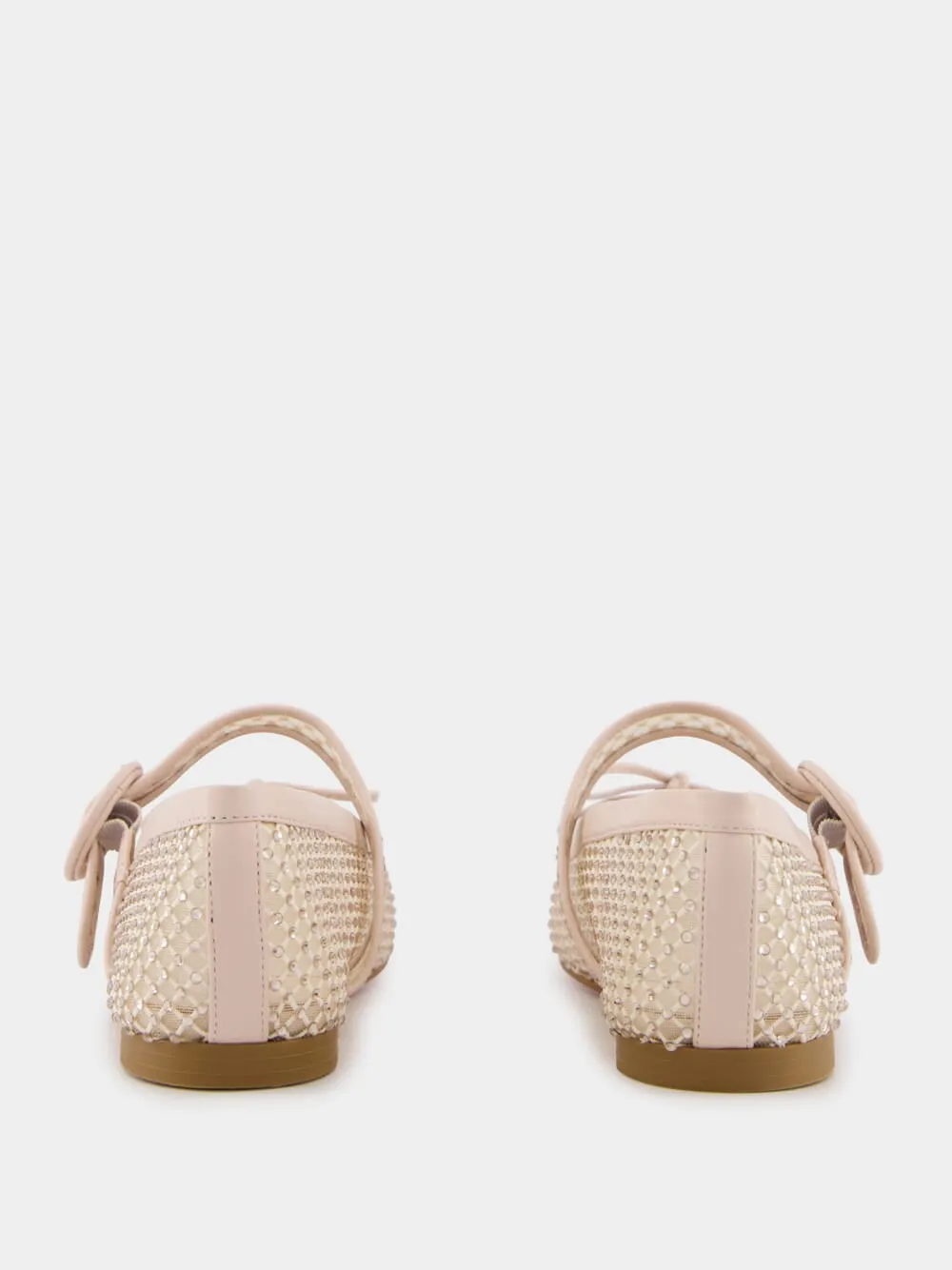 Beige Mamastrapitina Resille Strass Mesh Ballerinas
