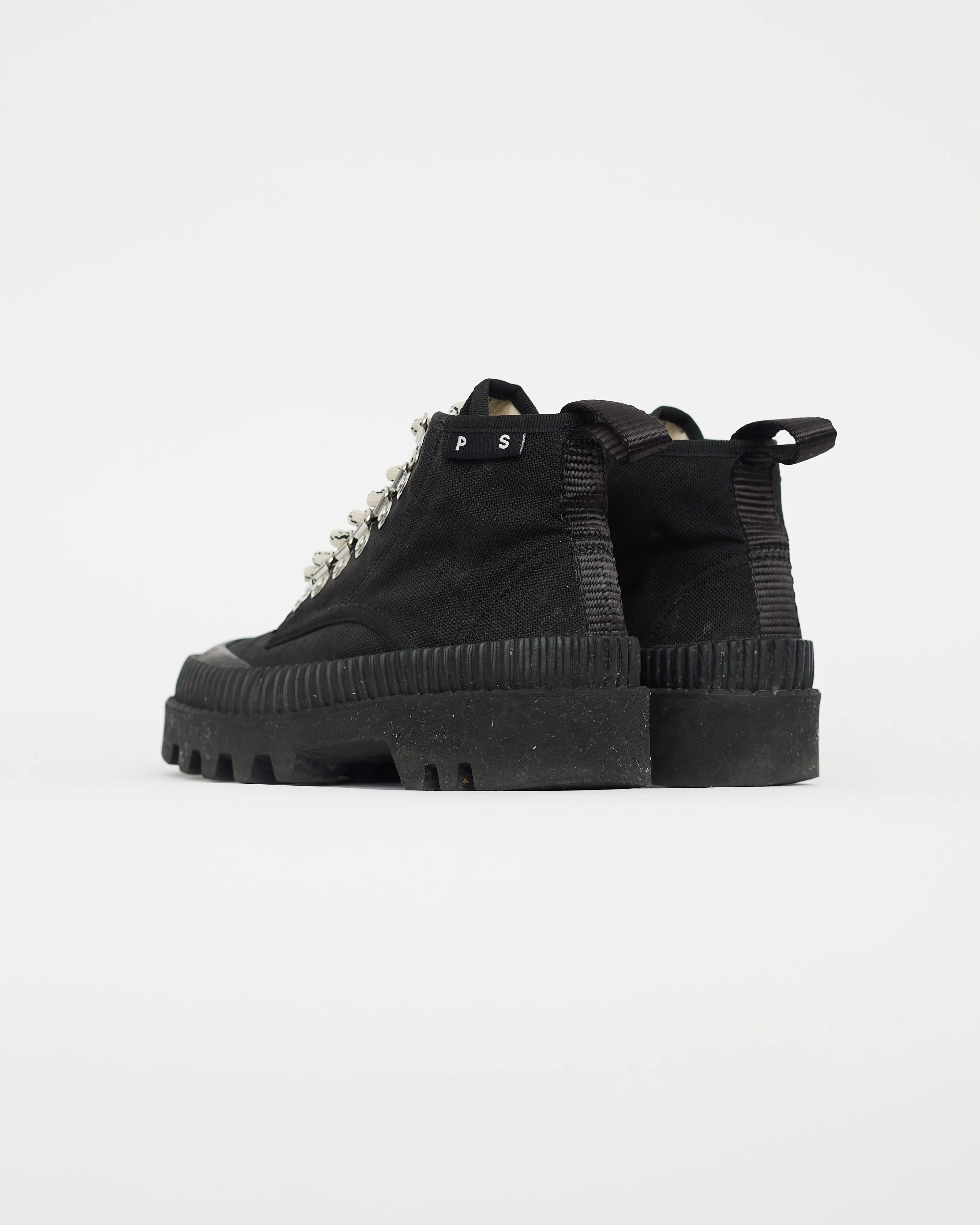 Black Cotton Canvas Ankle Boot