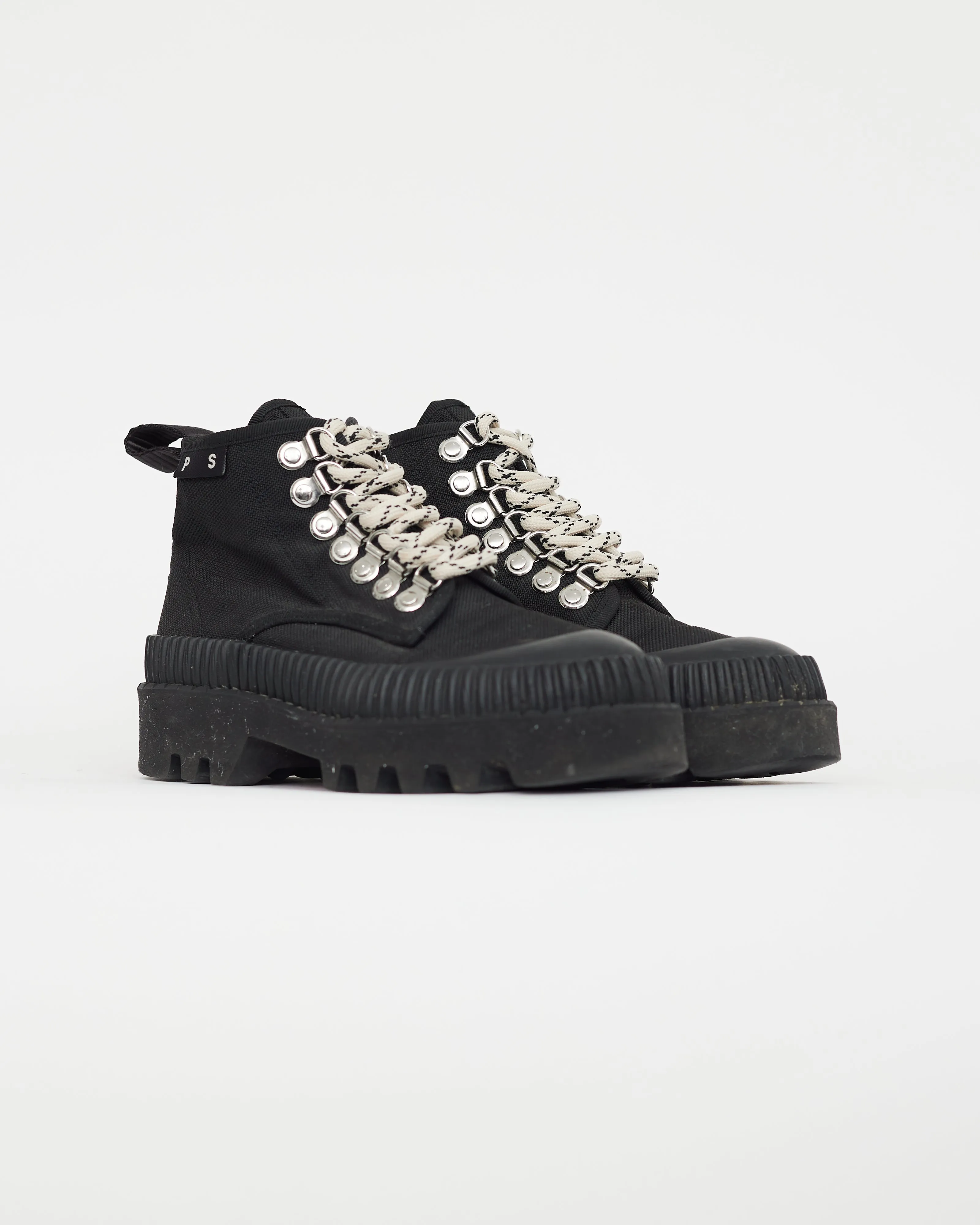 Black Cotton Canvas Ankle Boot