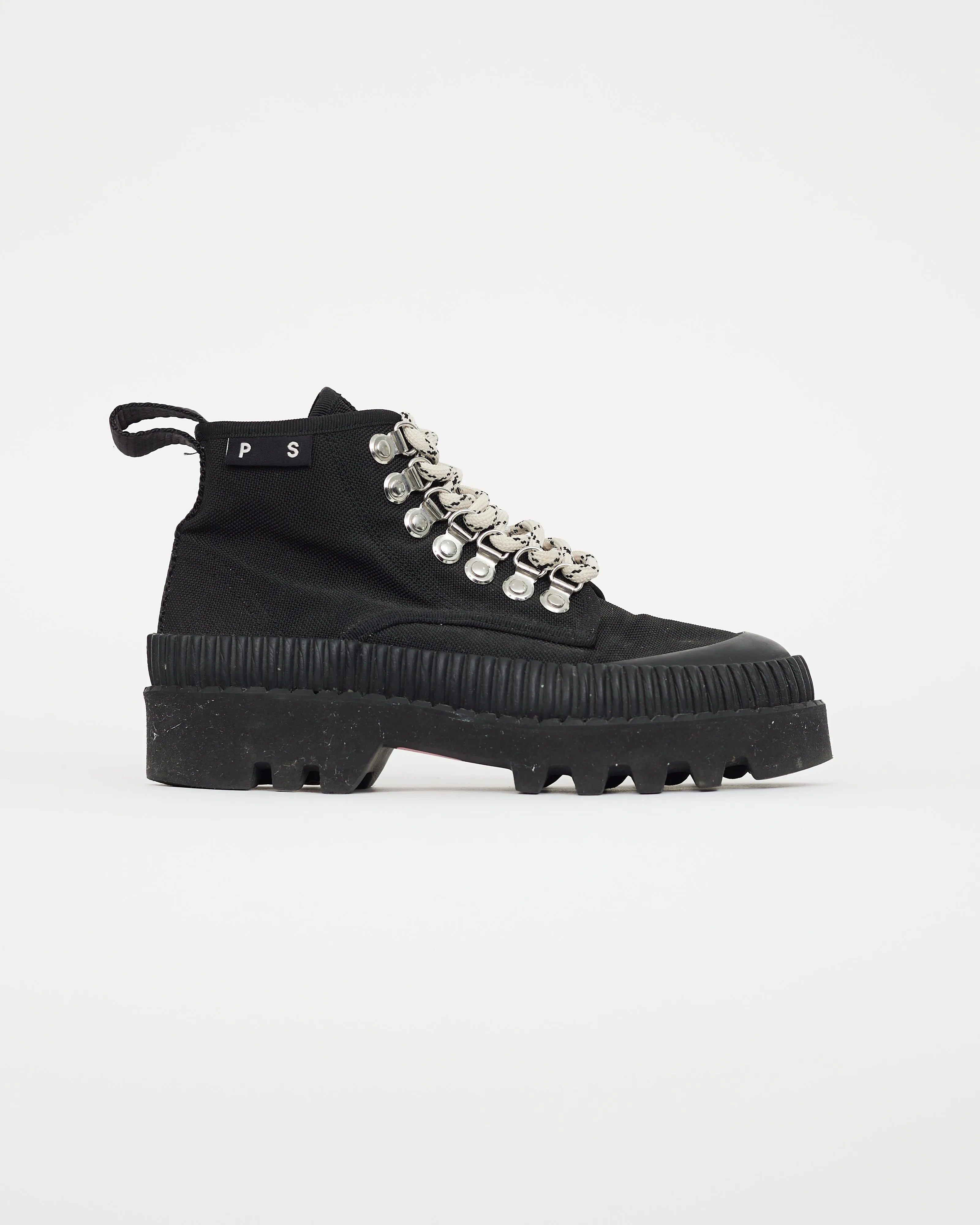 Black Cotton Canvas Ankle Boot