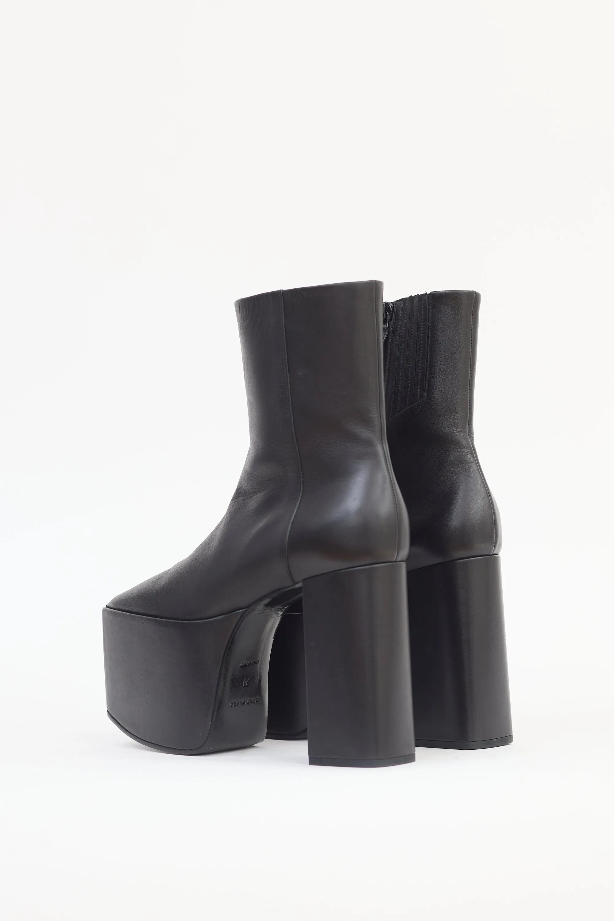 Black Leather Platform Boot