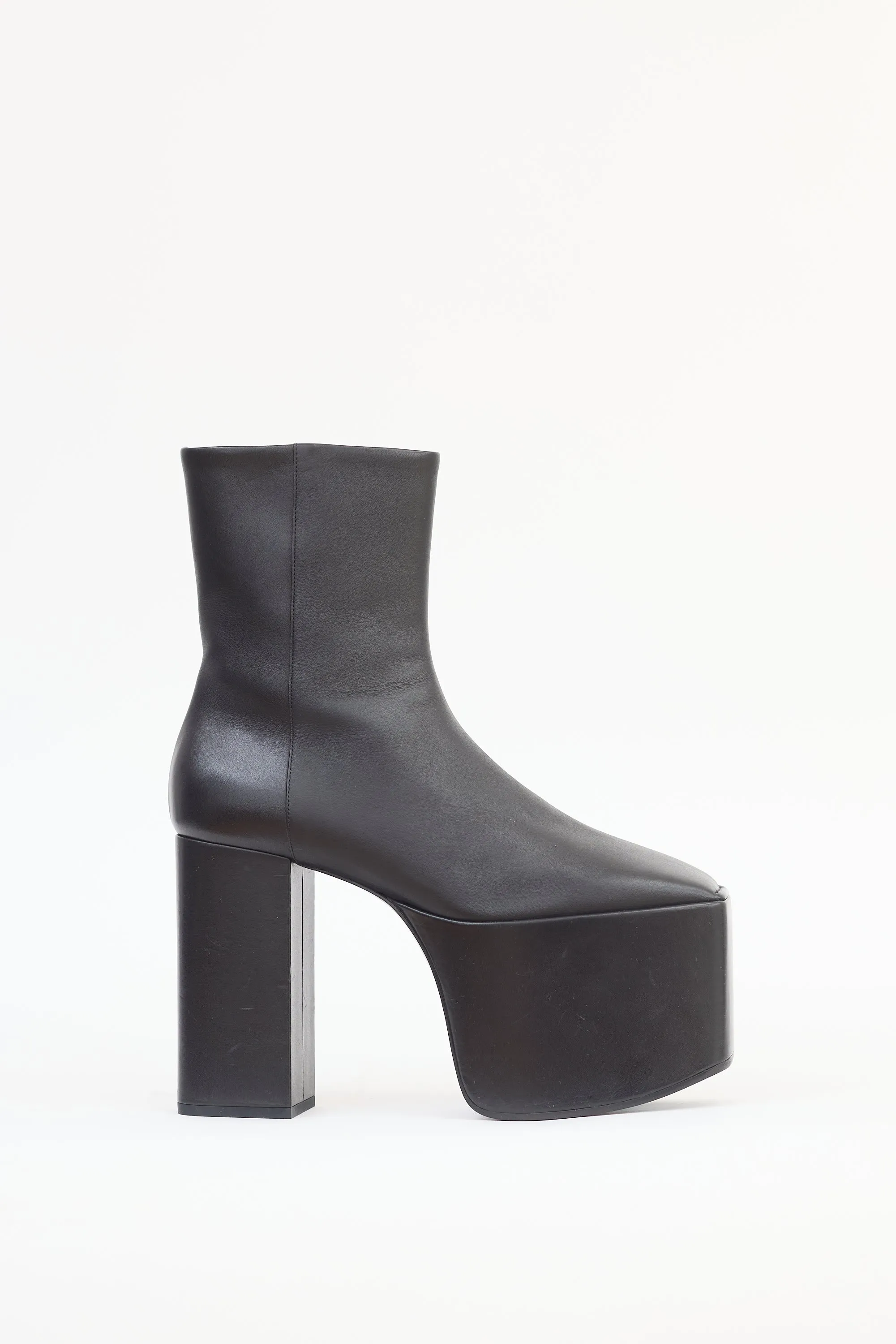 Black Leather Platform Boot