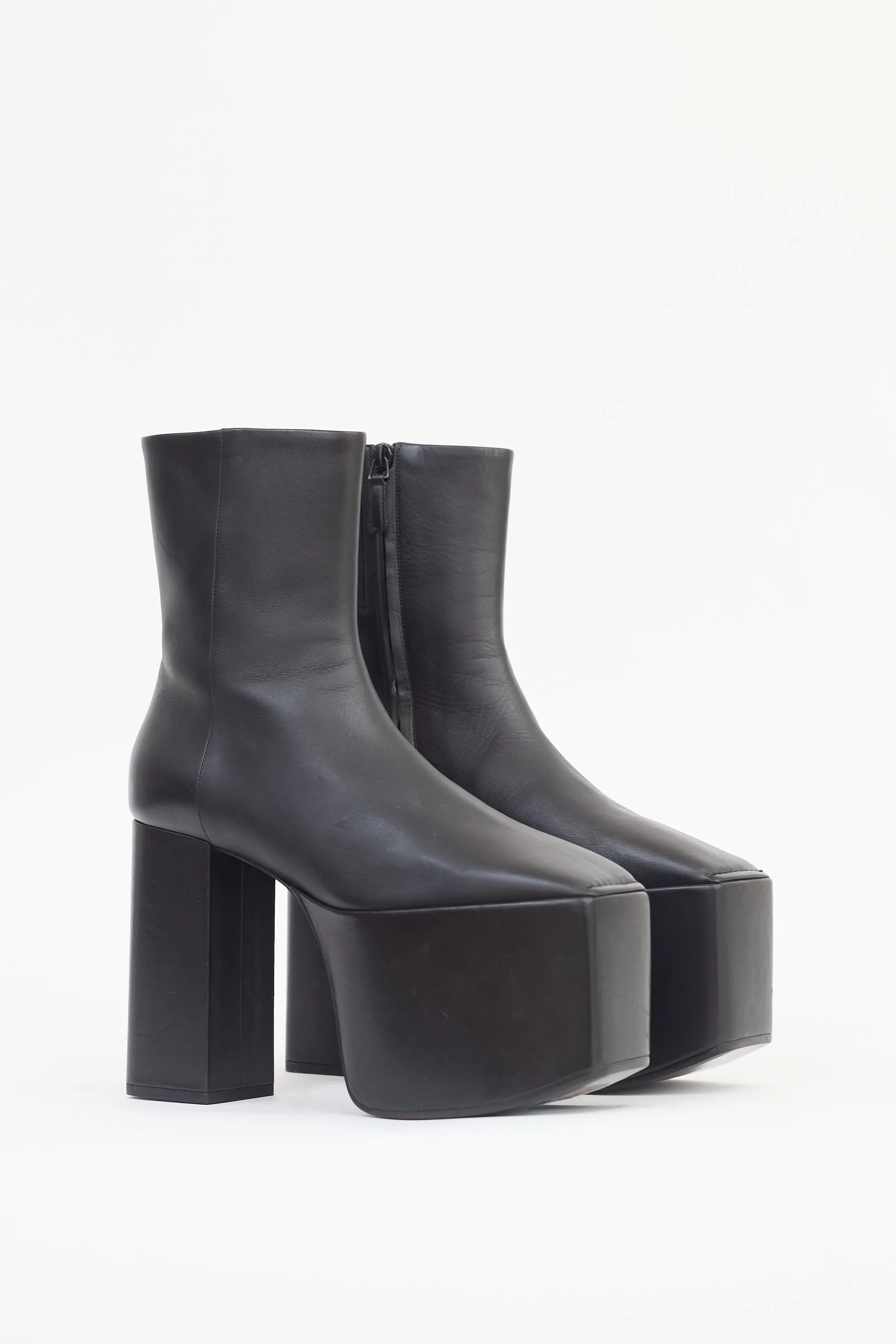 Black Leather Platform Boot