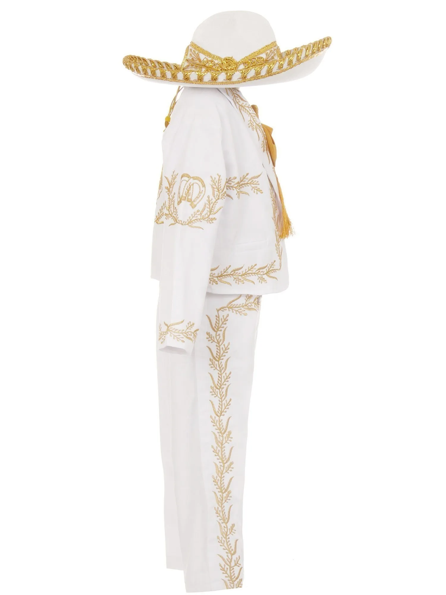 Boys White Charro 6pc Formal Suit Hat Set 6M-6