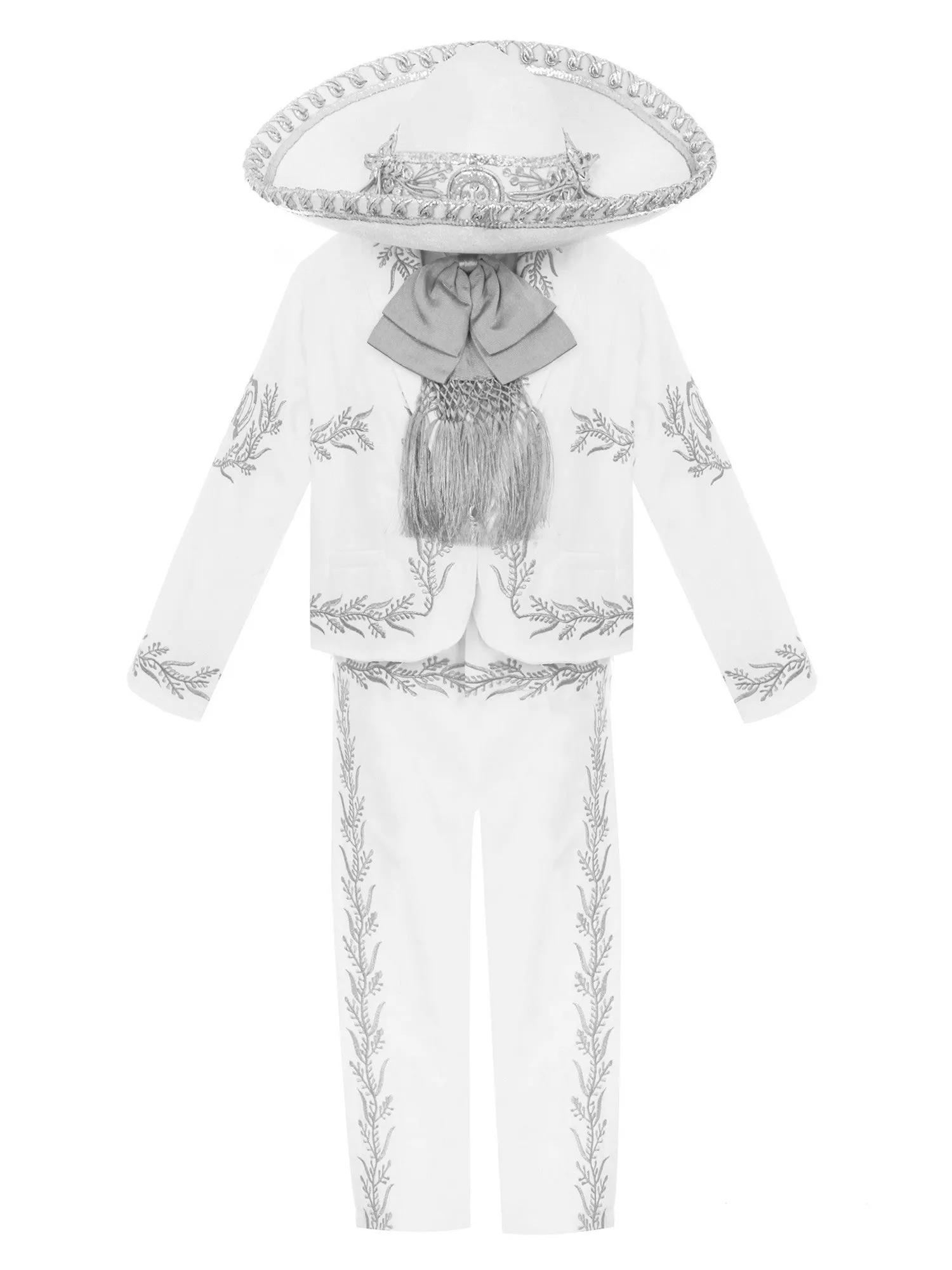 Boys White Charro 6pc Formal Suit Hat Set 6M-6