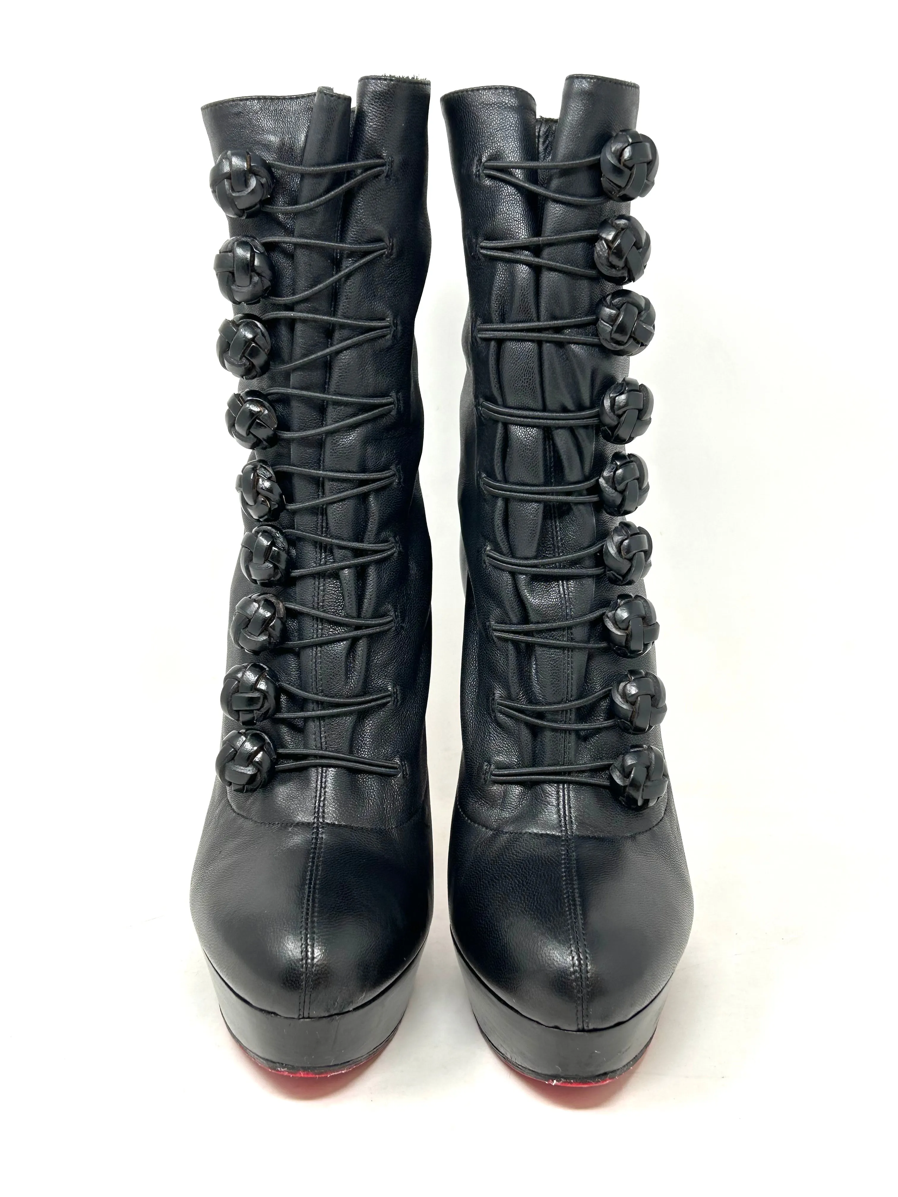 Christian Louboutin Chasseresse 140 Black Leather Ankle Boots 39 UK 6