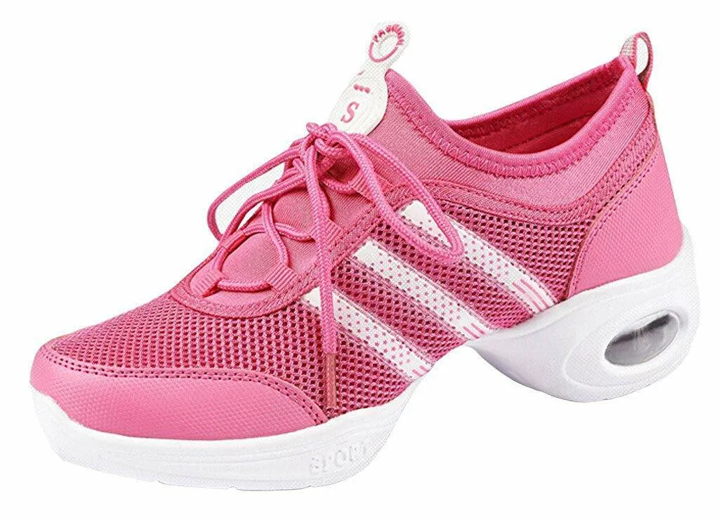 Double Plus Women's Mesh Modern Jazz Soft Sole Dance Shoe Sport Sneaker AP356