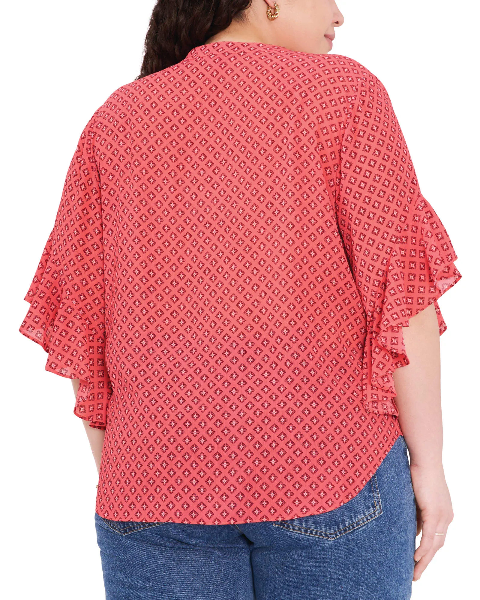 Eloise Ruffle Sleeve Blouse | LUSH CORAL