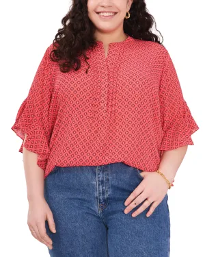 Eloise Ruffle Sleeve Blouse | LUSH CORAL
