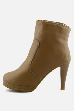 European Brand Zipper Stilettos Heels Platform Boots | 100% Authentic Leather