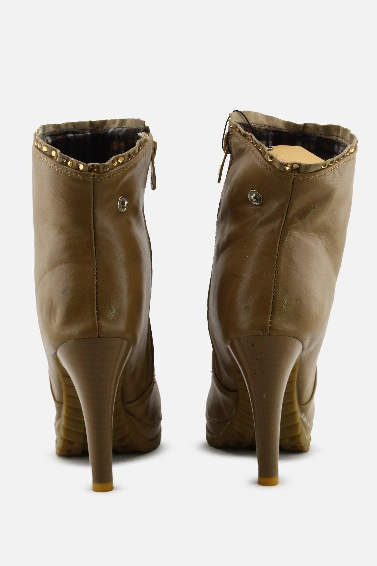 European Brand Zipper Stilettos Heels Platform Boots | 100% Authentic Leather