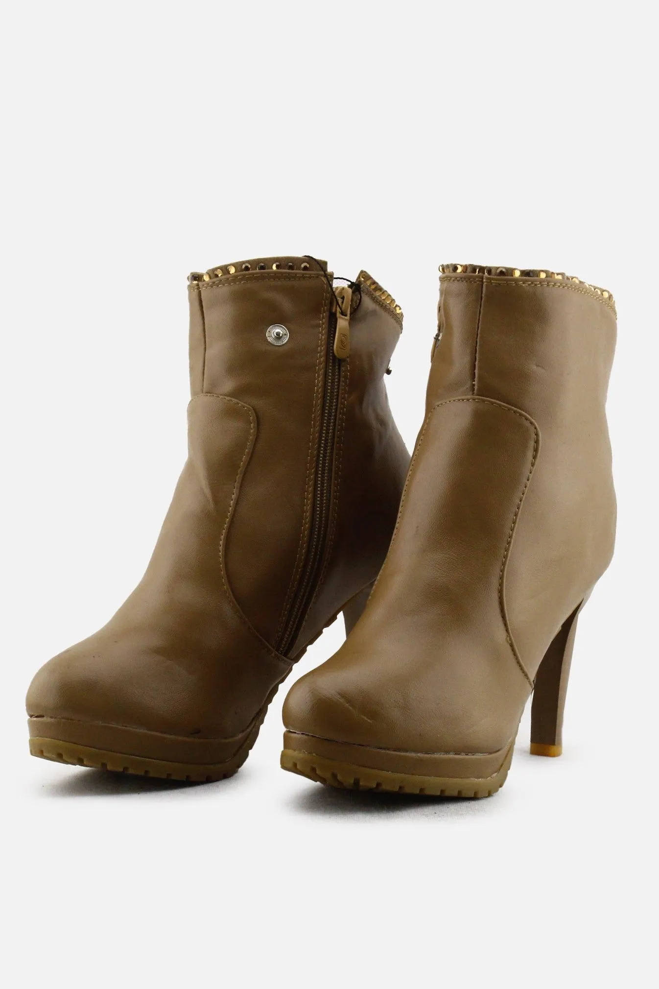 European Brand Zipper Stilettos Heels Platform Boots | 100% Authentic Leather