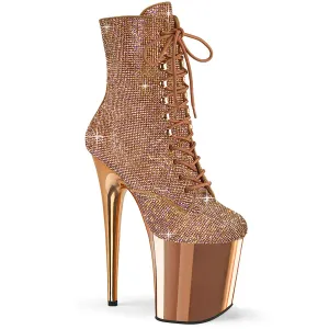 Flamingo-1020CHRS Rose Gold RhineStone/Rose Gold Chrome, 8" Heels